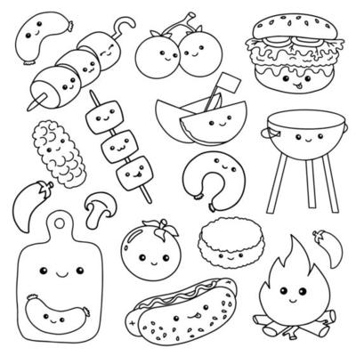 Premium Vector  Dishware theme coloring book page for kids