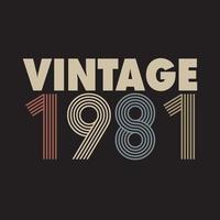 1981 vintage retro t shirt design, vector, black background vector