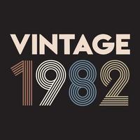 1982 diseño de camiseta retro vintage, vector, fondo negro vector