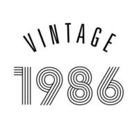 vector de diseño de camiseta retro vintage de 1986