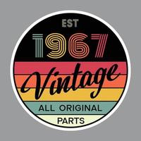 vector de diseño de camiseta retro vintage de 1967