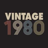 1980 vintage retro t shirt design, vector, black background vector