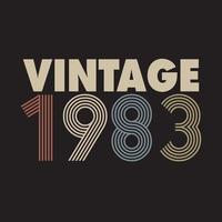 1983 diseño de camiseta retro vintage, vector, fondo negro vector