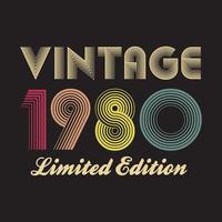 1980 vintage retro t shirt design, vector, black background vector