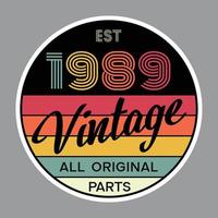 vector de diseño de camiseta retro vintage de 1989