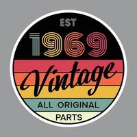 vector de diseño de camiseta retro vintage de 1969