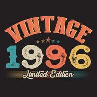 1996 vintage retro t shirt design, vector, black background vector