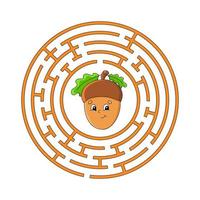 Circle maze. Game for kids. Puzzle for children. Round labyrinth conundrum. Color vector illustration. Find the right path. Education worksheet.