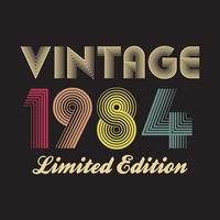 1984 diseño de camiseta retro vintage, vector, fondo negro vector