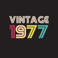 1977 diseño de camiseta retro vintage, vector, fondo negro vector