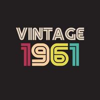 Diseño de camiseta retro vintage de 1961, vector, fondo negro vector