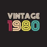 Diseño de camiseta retro vintage de 1980, vector, fondo negro vector