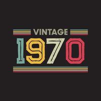 Diseño de camiseta retro vintage de 1970, vector, fondo negro vector