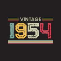 Diseño de camiseta retro vintage de 1954, vector, fondo negro vector