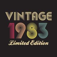 1983 vintage retro t shirt design, vector, black background vector