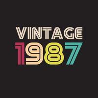 1987 vintage retro t shirt design, vector, black background vector