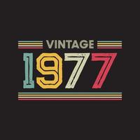 1977 diseño de camiseta retro vintage, vector, fondo negro vector