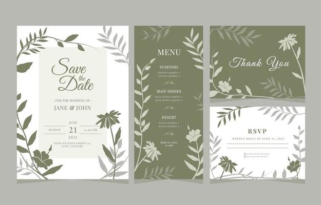 Set of Floral Wedding Stationary