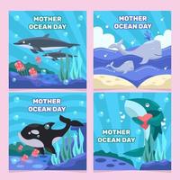 Ocean Day Social Media Post Collection vector