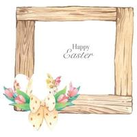 Watercolor wreath frame with spring easter decoration. Vector illustration.