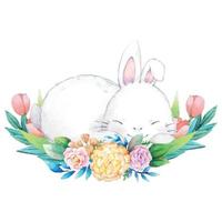 Hand drawn watercolor happy easter for design. Vector illustration.