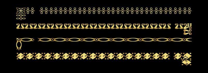 Set of  Gold Borders Vector