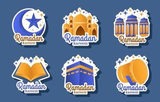 conjunto de pegatinas de ramadan kareem vector