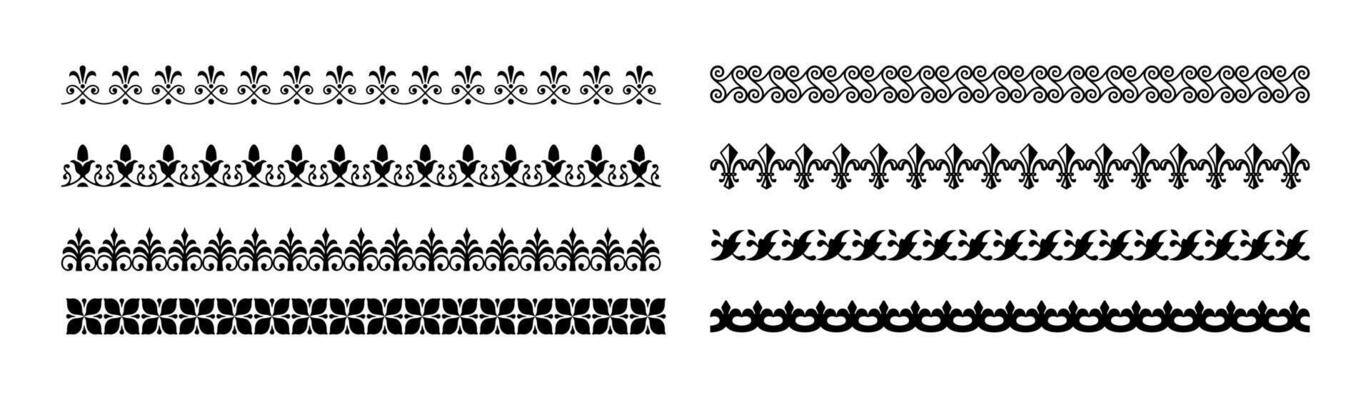 Decorative seamless borders vintage design elements set vector