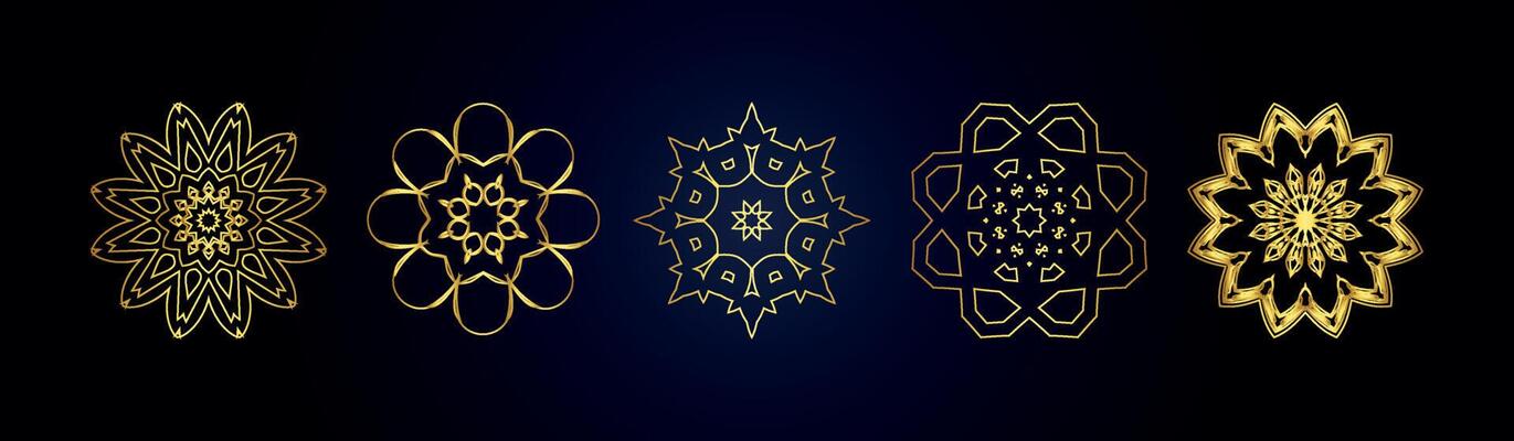 Mandala Vector Design Element. Golden round ornaments. Decorative flower pattern. Stylized floral chakra symbol for meditation yoga logo. Complex flourish weave medallion vector eps 10