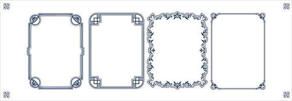 marcos caligráficos. bordes esquinas marcos ornamentados para la colección de diseños de vectores clásicos florales certificados. ilustración de tarjeta de borde de filigrana