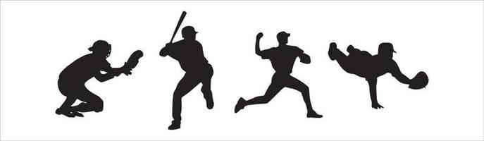 Vector set of Baseball Players Silhouettes
