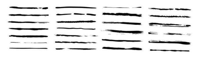collection of grunge black paint, ink brush strokes. Brushes, lines, brush, strokes, grunge, dirty, backdrop. Grunge backgrounds set - stock vector