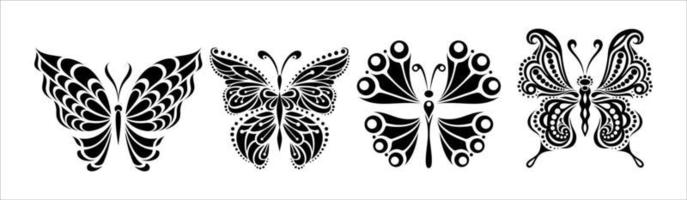 Black and white butterflies vector