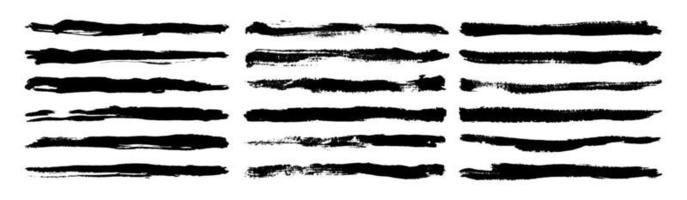 Set of different ink paint brush strokes isolated on white background. Grunge banner background. Vector