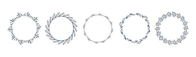 Romantic collection with hand drawn circle frames vector eps 10