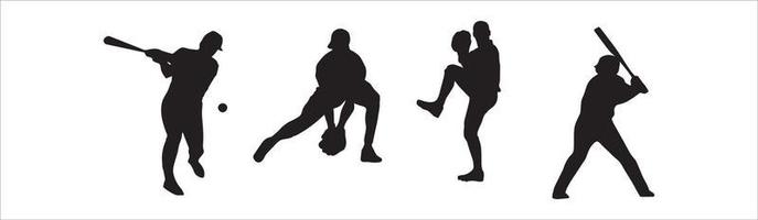 baseball players in vector silhouettes