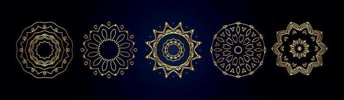 Mandala Vector Design Element. Golden round ornaments. Decorative flower pattern. Stylized floral chakra symbol for meditation yoga logo. Complex flourish weave medallion