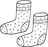 calcetines de punto cálido dibujo icono dibujado a mano garabato, escandinavo. ropa, hogar acogedor, calidez, elemento único para el diseño minimalista, monocromo vector