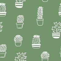 cactus en macetas de patrones sin fisuras dibujados a mano. , plantas, minimalismo. colores de moda 2022. fondos de pantalla fondo textiles papel de regalo vector