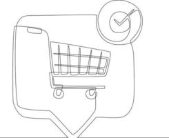 Continuous line drawing of Shopping Cart Icon, trolley sign. Vector illustration.