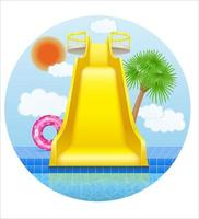 plastic water slide in the aqua park vector illustration isolated on white background