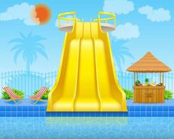 plastic water slide in the aqua park vector illustration isolated on white background