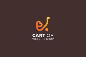 compras felices de recién casados o compras de amor o carro de la tienda de bodas vector