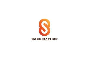 Letter S orange color simple modern safe nature ecological friend logo vector