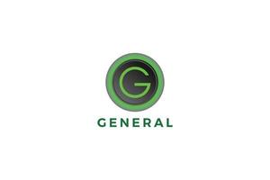 Letter G glowing 3d green company logo vector