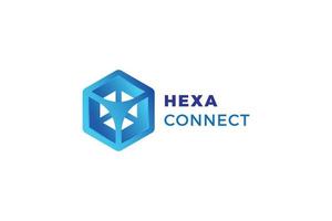 Hexagonal link connection abstract logo design vector