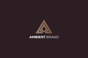 Letter A golden color creative simple and line art triangle corporate logo