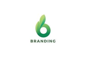 Letter b green leafy botanical care environmental logo vector