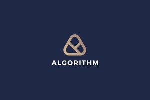 Letter A golden color simple and line art creative algorithm technological business logo vector
