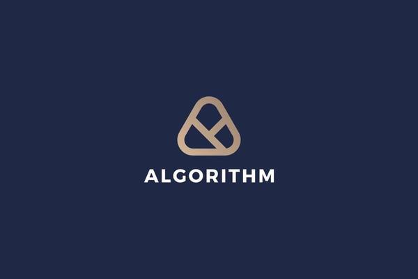 Letter A golden color simple and line art creative algorithm technological business logo